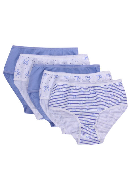 Older Girls 5pk Blue Bow Briefs