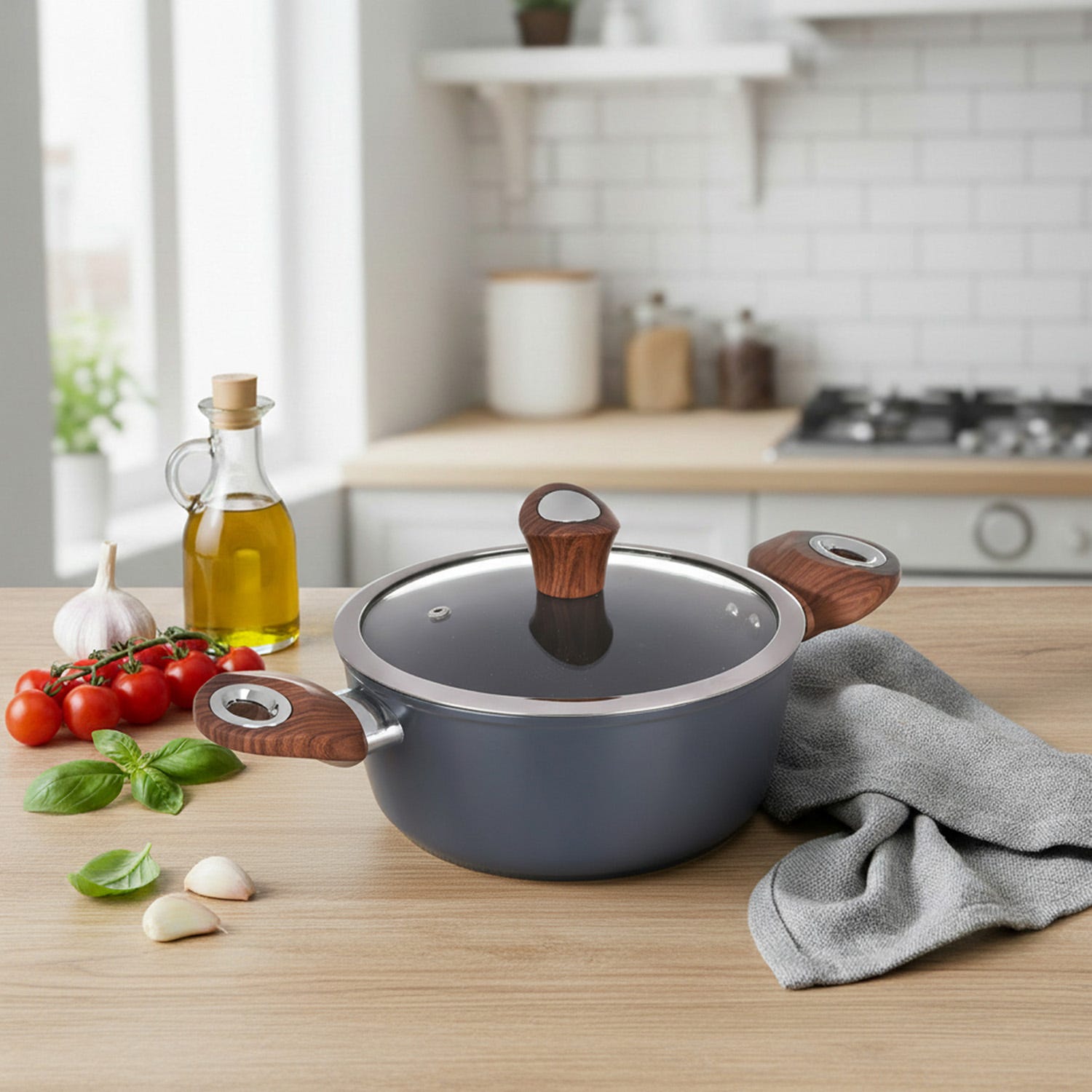 Casseruola 20 cm con coperchio ottanio New Ceramic