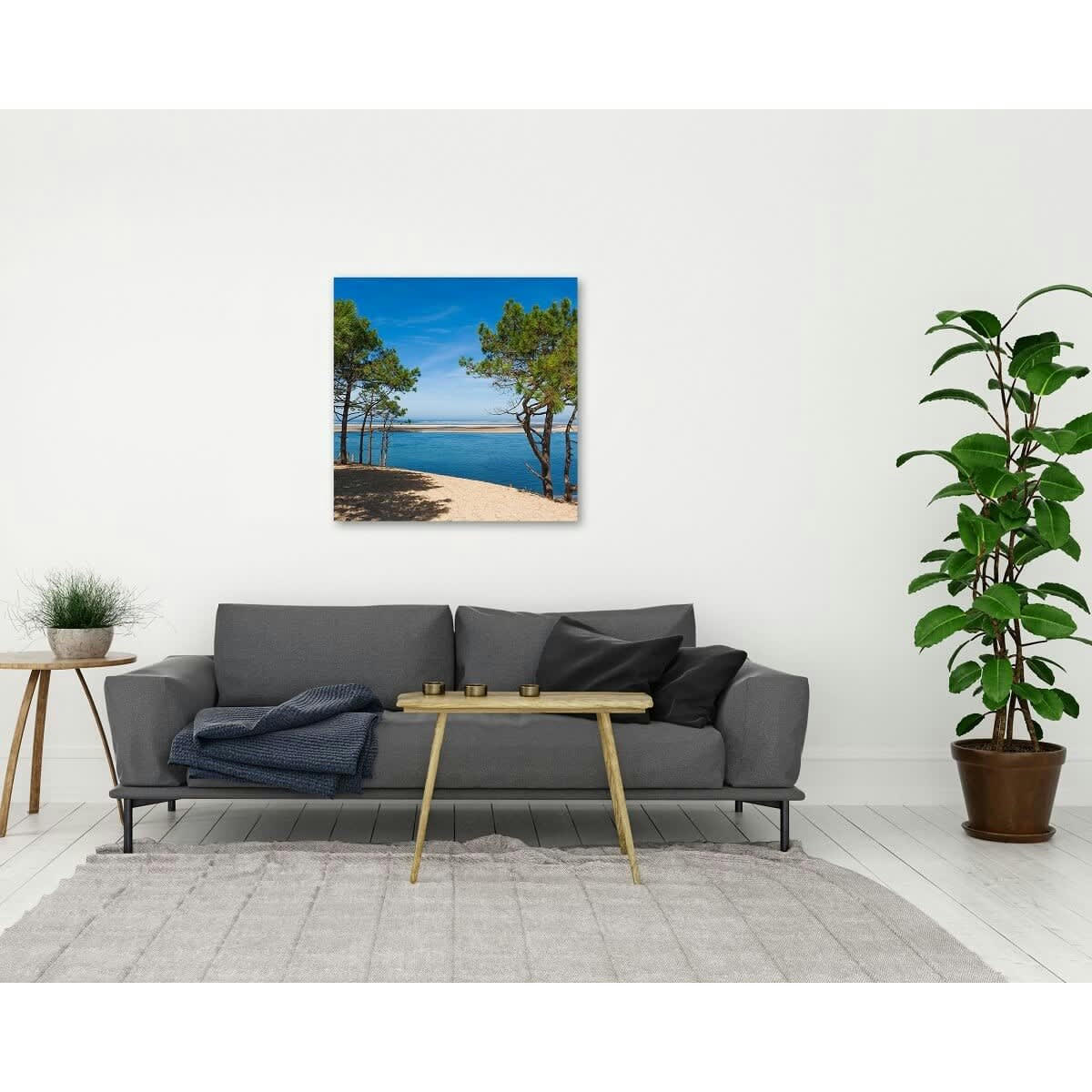 PLAGE - Tableau sur toile bassin et arbres 90x90 cm