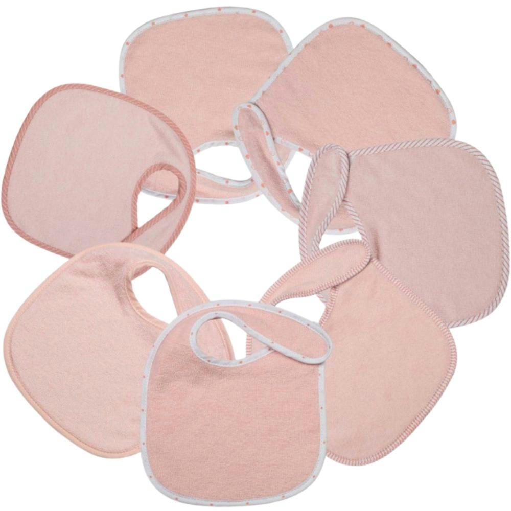 - Lot de 7 bavoirs de naissance à velcro roses
