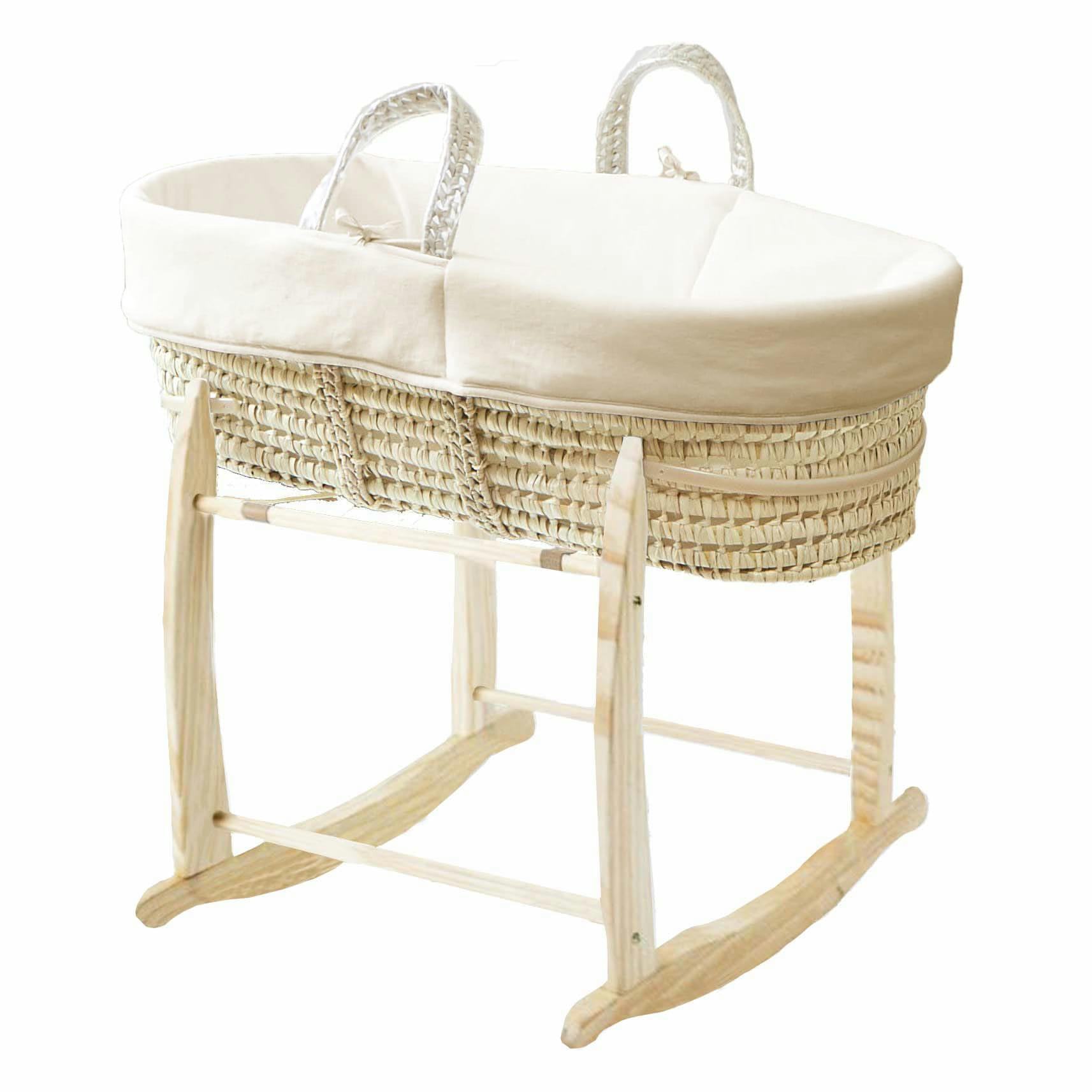 - Couffin avec Support Bois - Habillage Crème en Coton Bio