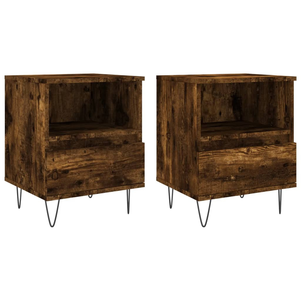 2x Szafka Nocna Stolik Komoda Brązowa z Szufladą Do Sypialni 40x35x50 cm