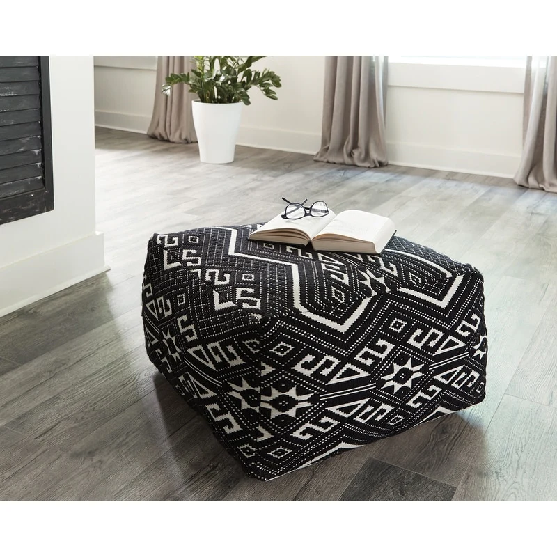 Ofira Transitional Square Upholstered Pouf Black