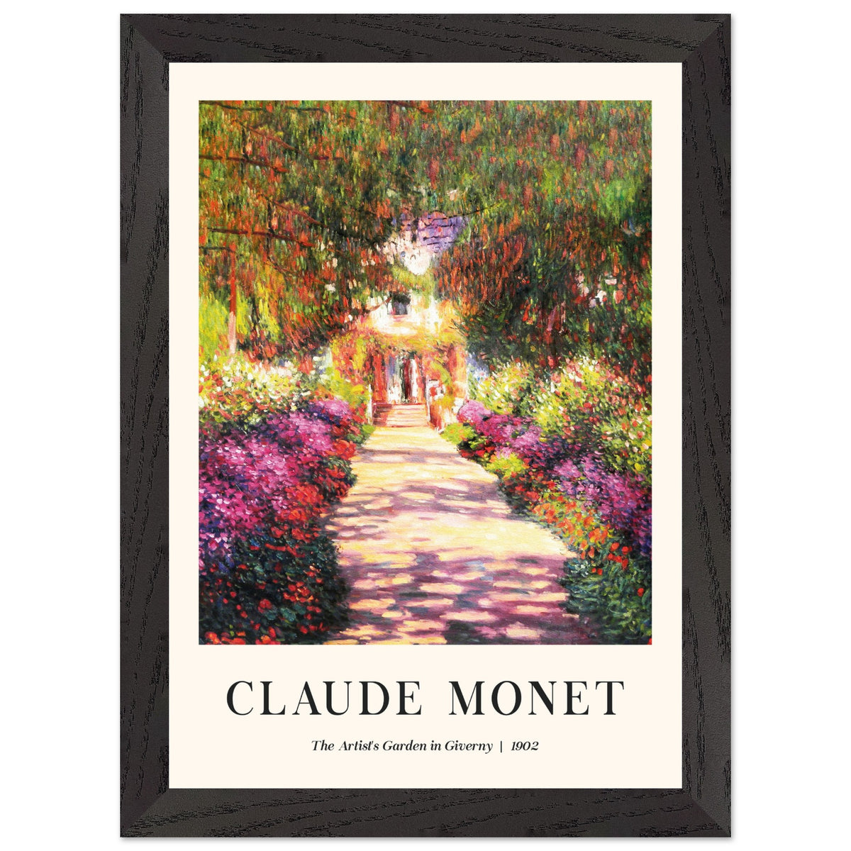 Artfulprints Poster met Lijst Claude Monet - The artist's garden in Giverny II  - A4 21x29.7 cm - Meerkleurig