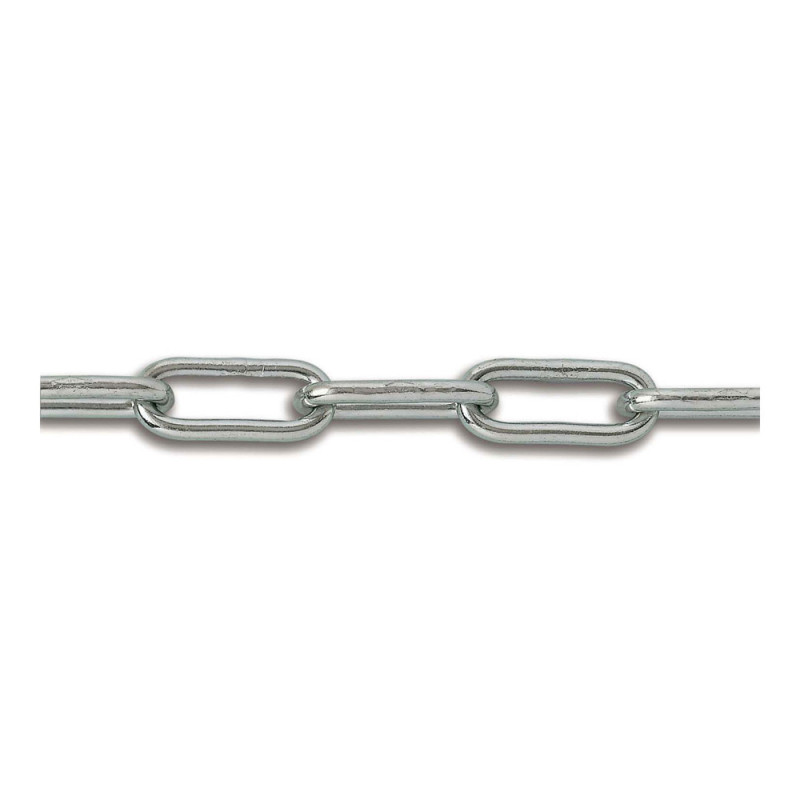Chaine soudée avec maille longue en acier zingué Ø 4,5 mm au mètre CHAPUIS