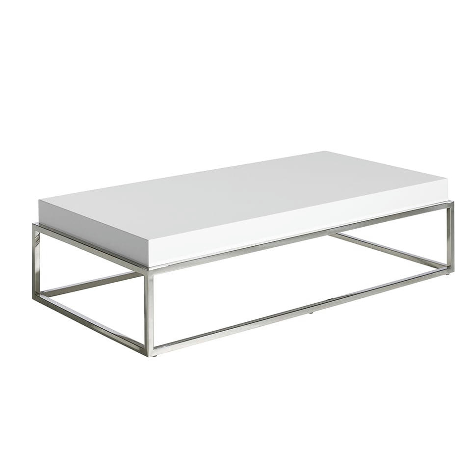 - Table basse en bois blanc et acier