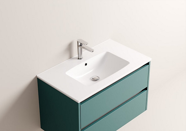 Meuble vasque JUPITER 3.0 Bleu Canard 80 cm avec Miroir Reflet
