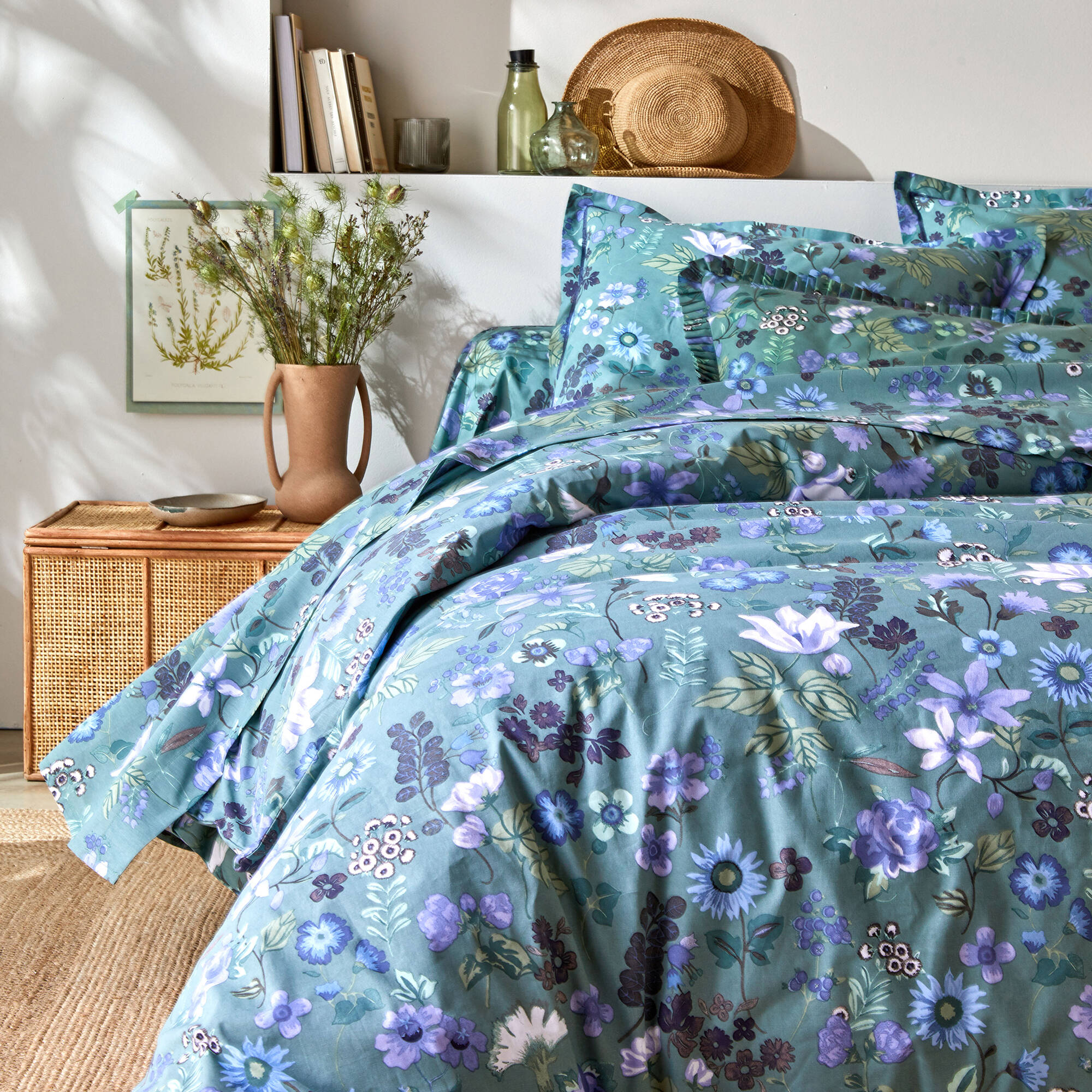 Linge de lit Kelly en coton imprimé floral