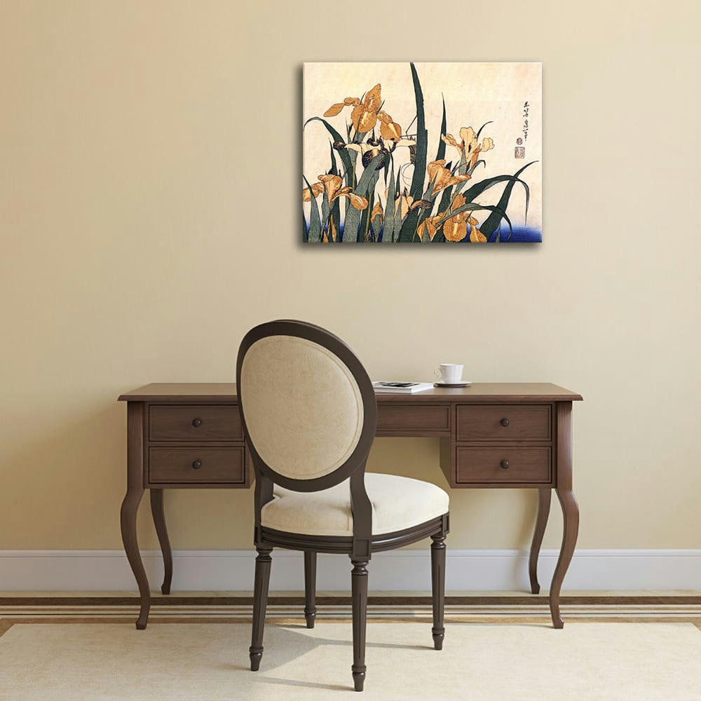 - Tableau Iris et Sauterelle Katsushika Hokusai 50x60cm