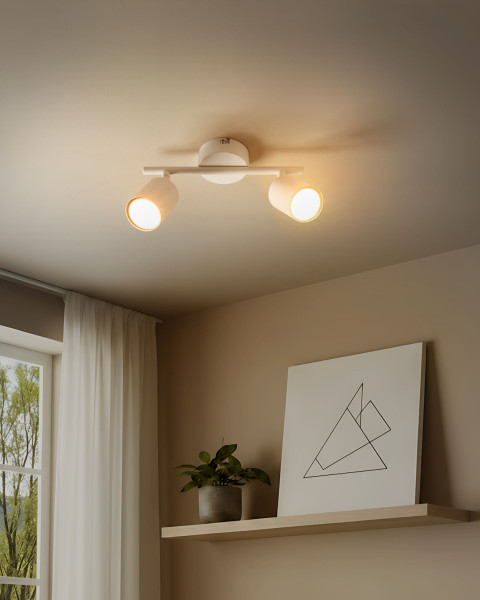 2-punktowa lampa sufitowa metalowa biała