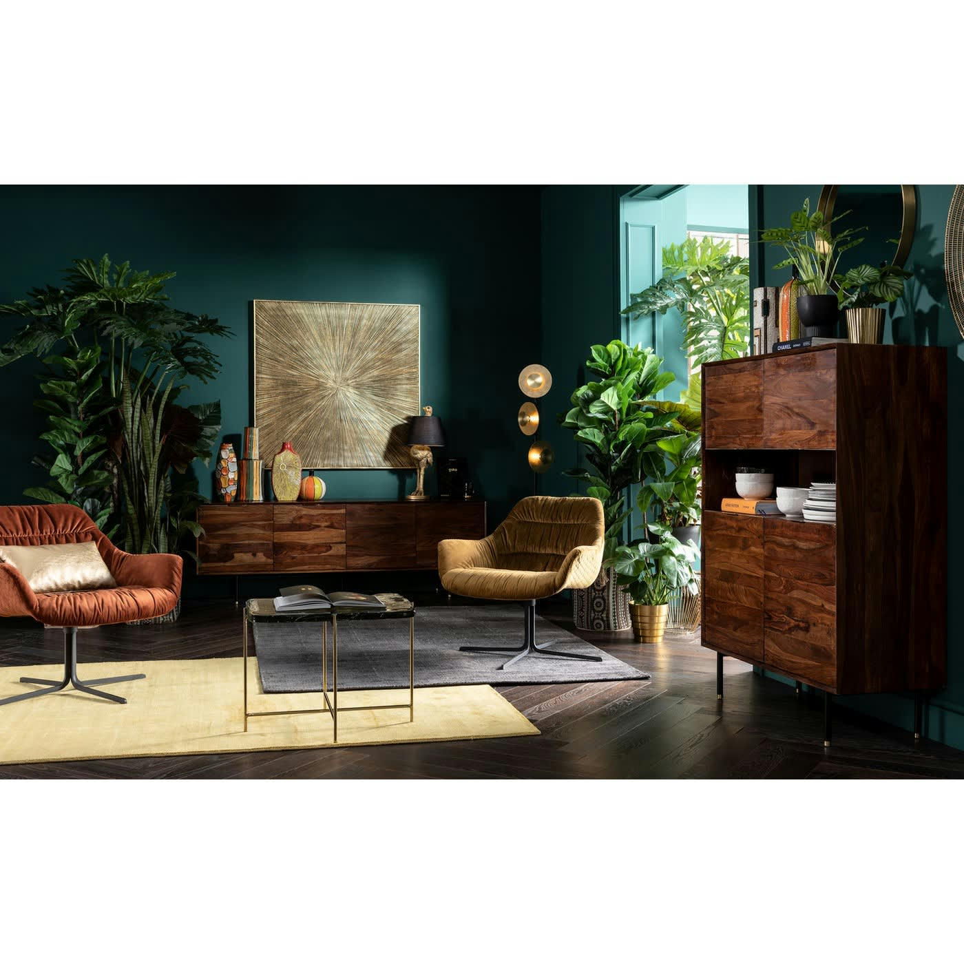 ILLUMINO - Tableau rayons dorés en relief 120x120