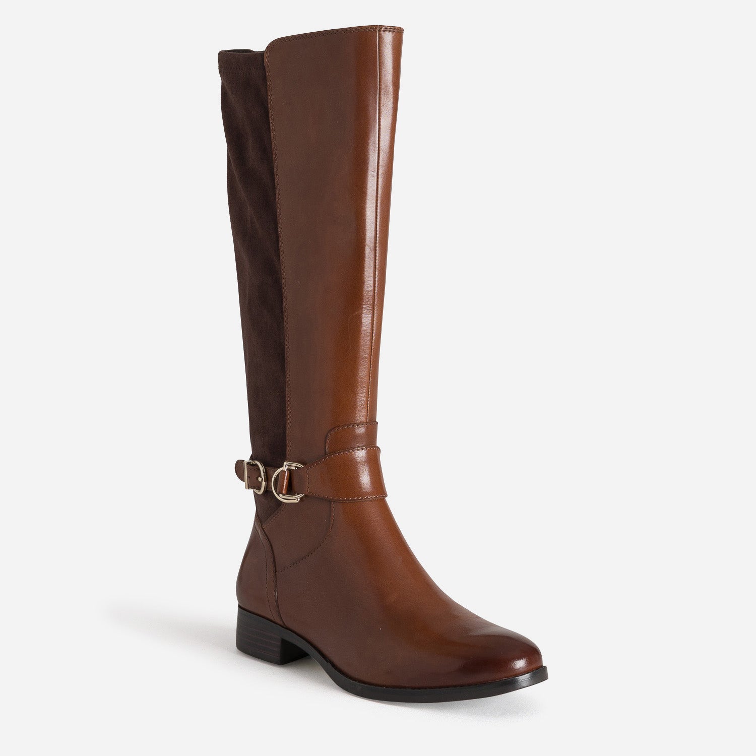Botte CAPRICE cognac cuir bi-matière