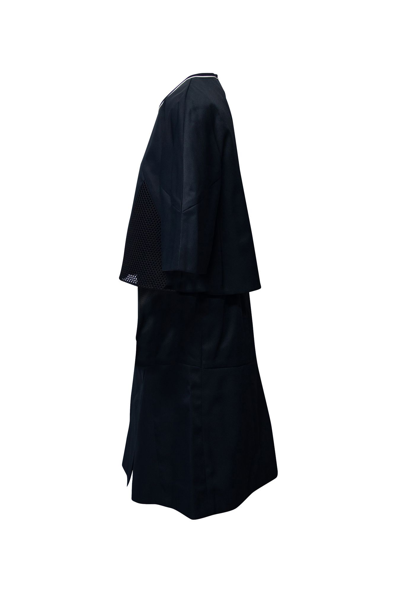 Fendi Preloved Dress with Cape and Mesh detail in Navy Blue Polyamide