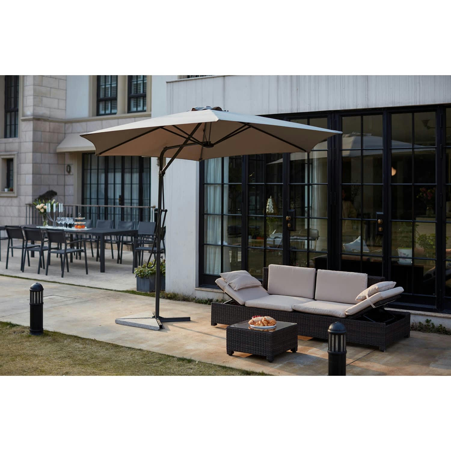 ALCUDIA - Parasol déporté avec ouverture innovante Ø 3 m gris