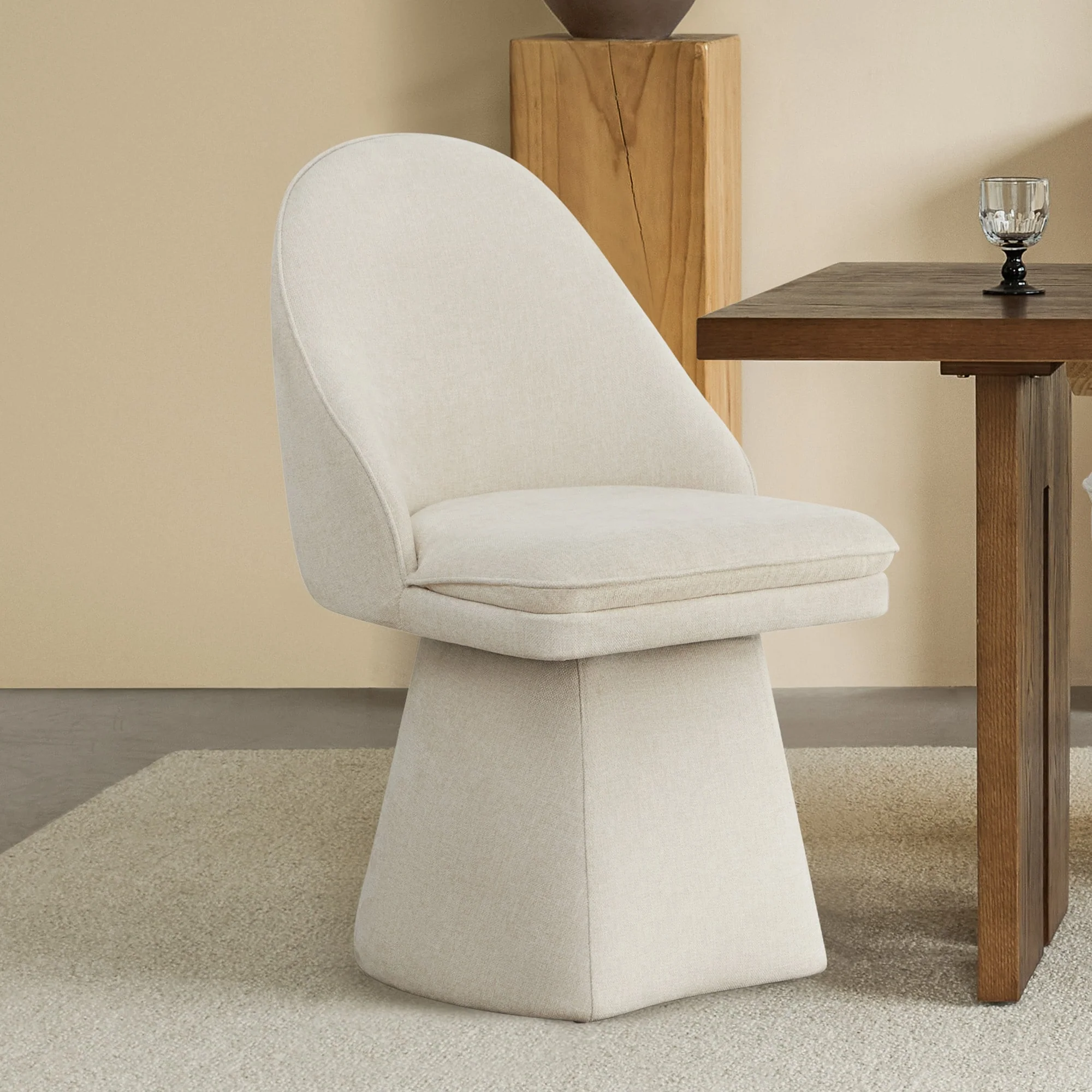 Darah Upholstered Swivel Armless Dining Chair Double-layered Cushions