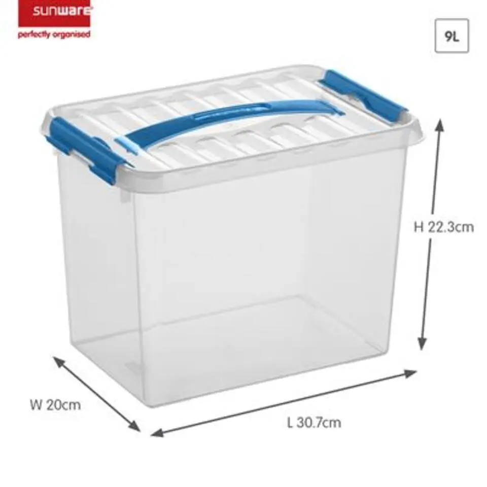 Q-line opbergbox 9L transparant blauw