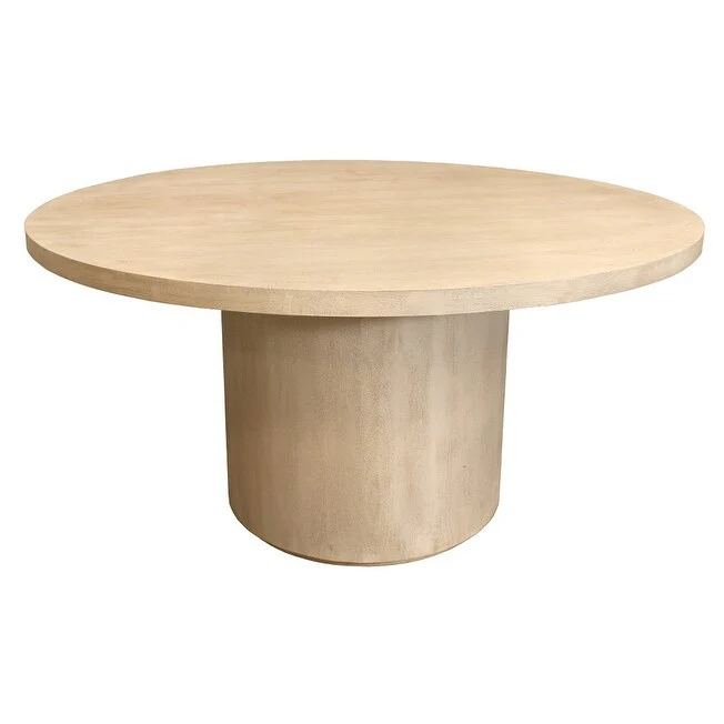 HomeRoots 60 Natural and Brown Rounded Solid Wood Pedestal Base Dining Table - 60' X '30' X '60
