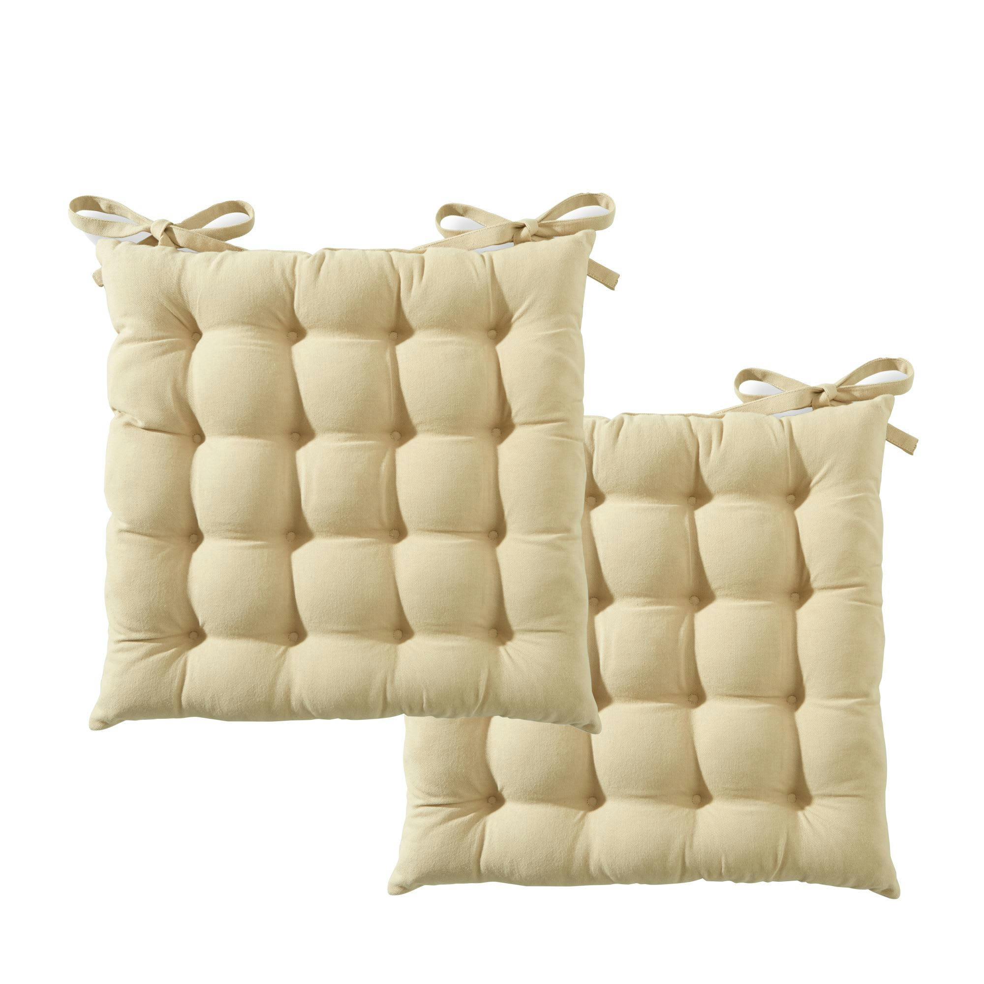 SEIZE - Lot de 2 galettes 40x40 beige en coton