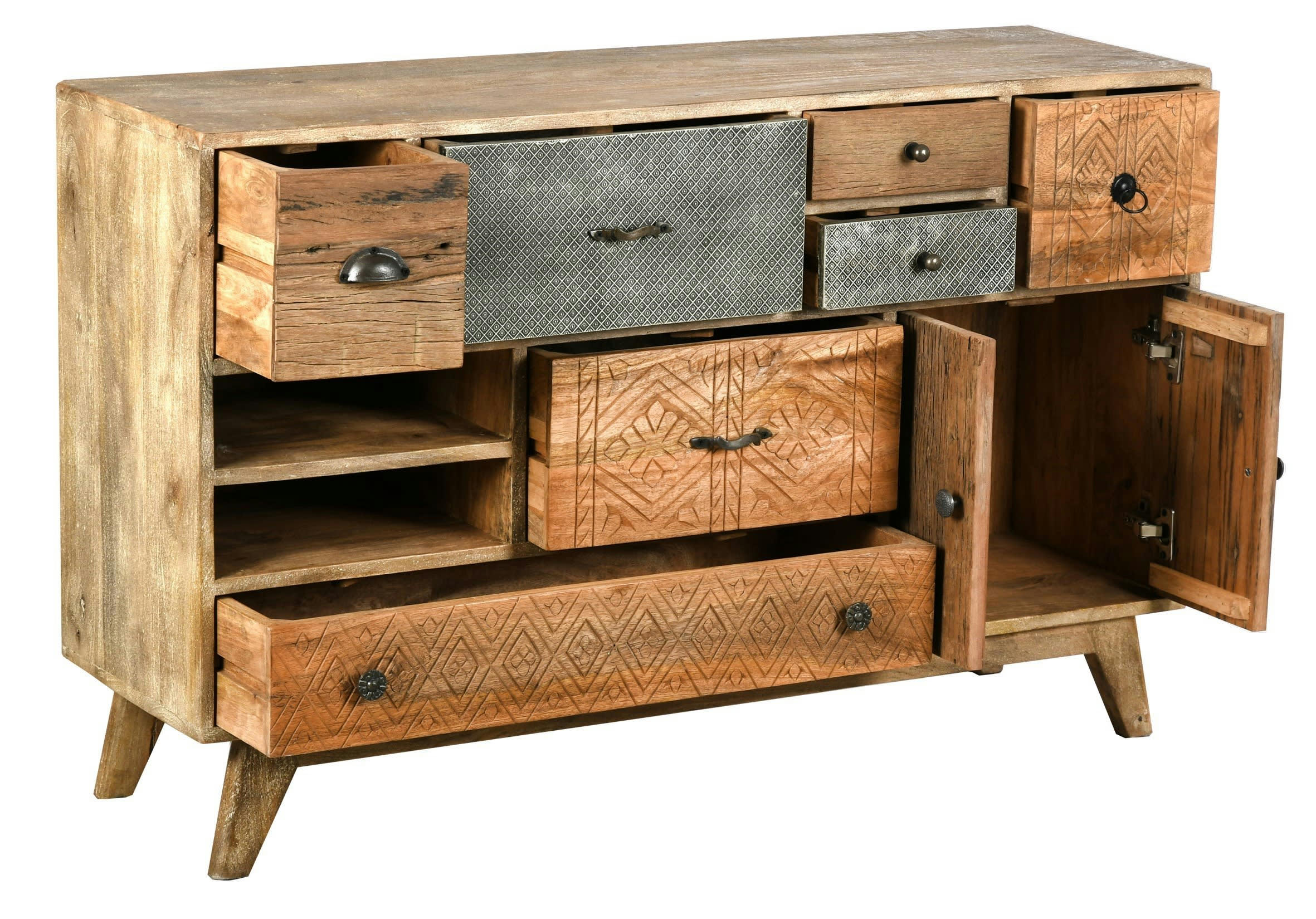 - Commode en manguier et métal zouma 120 x 35 x 76 cm