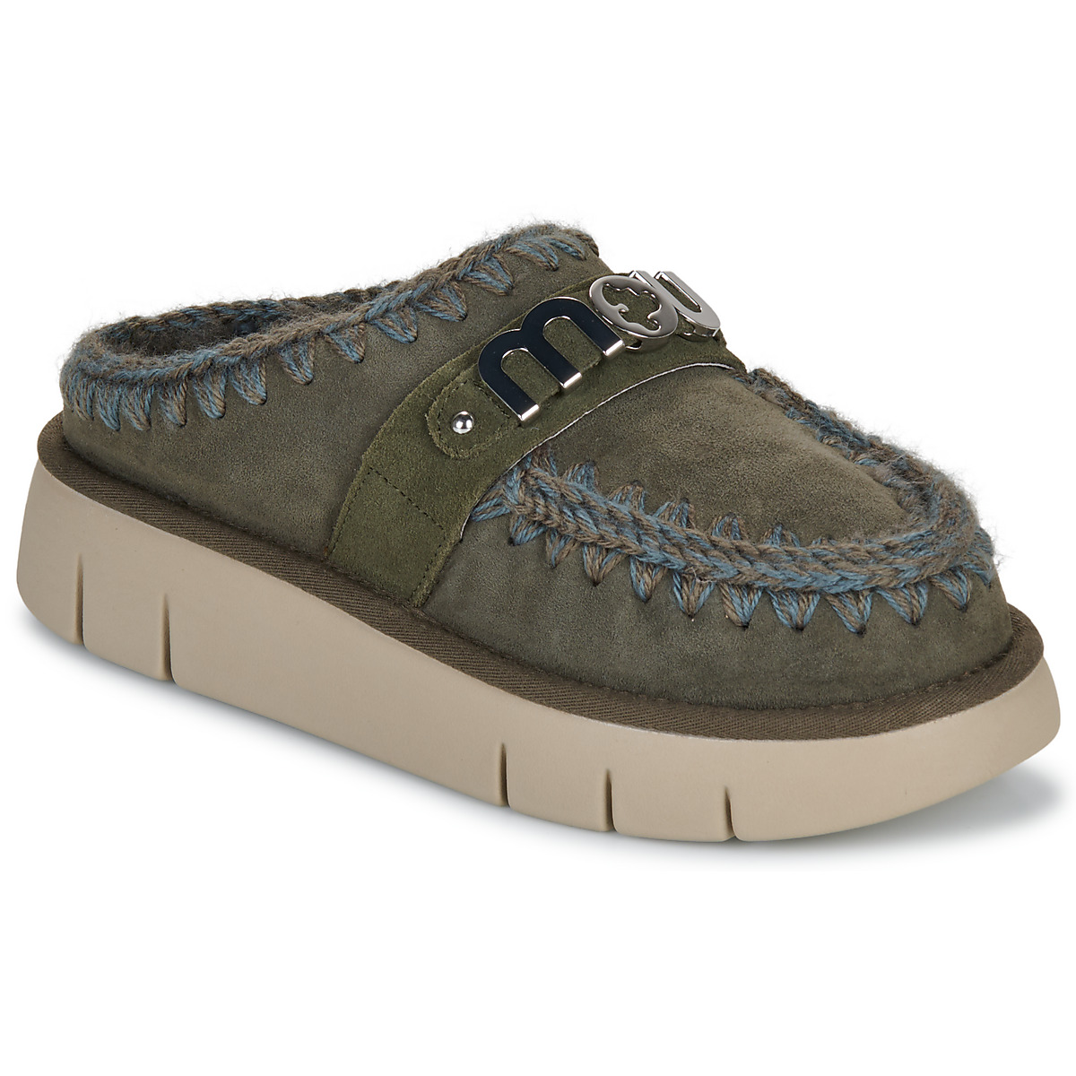 Mou - BOUNCE CLOG METAL LOGO - Kaki