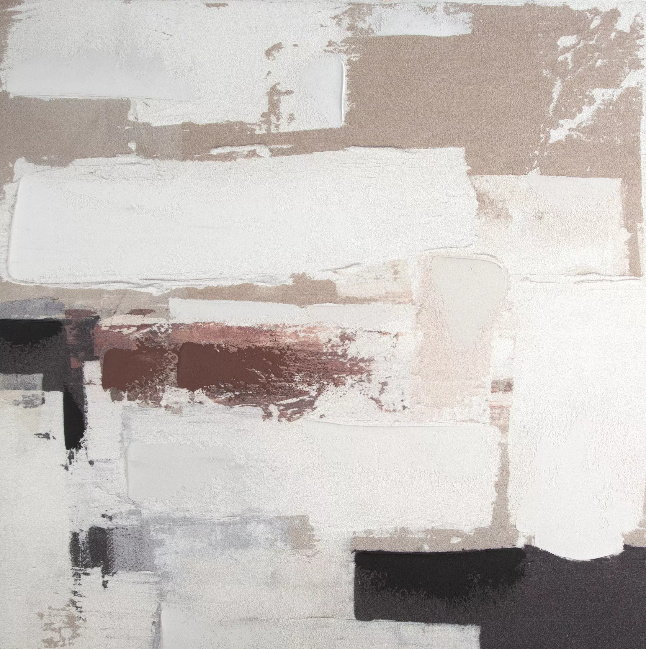 Obraz abstrakcja beżowo, kremowy ręcznie malowany na płótnie 80x80 cm