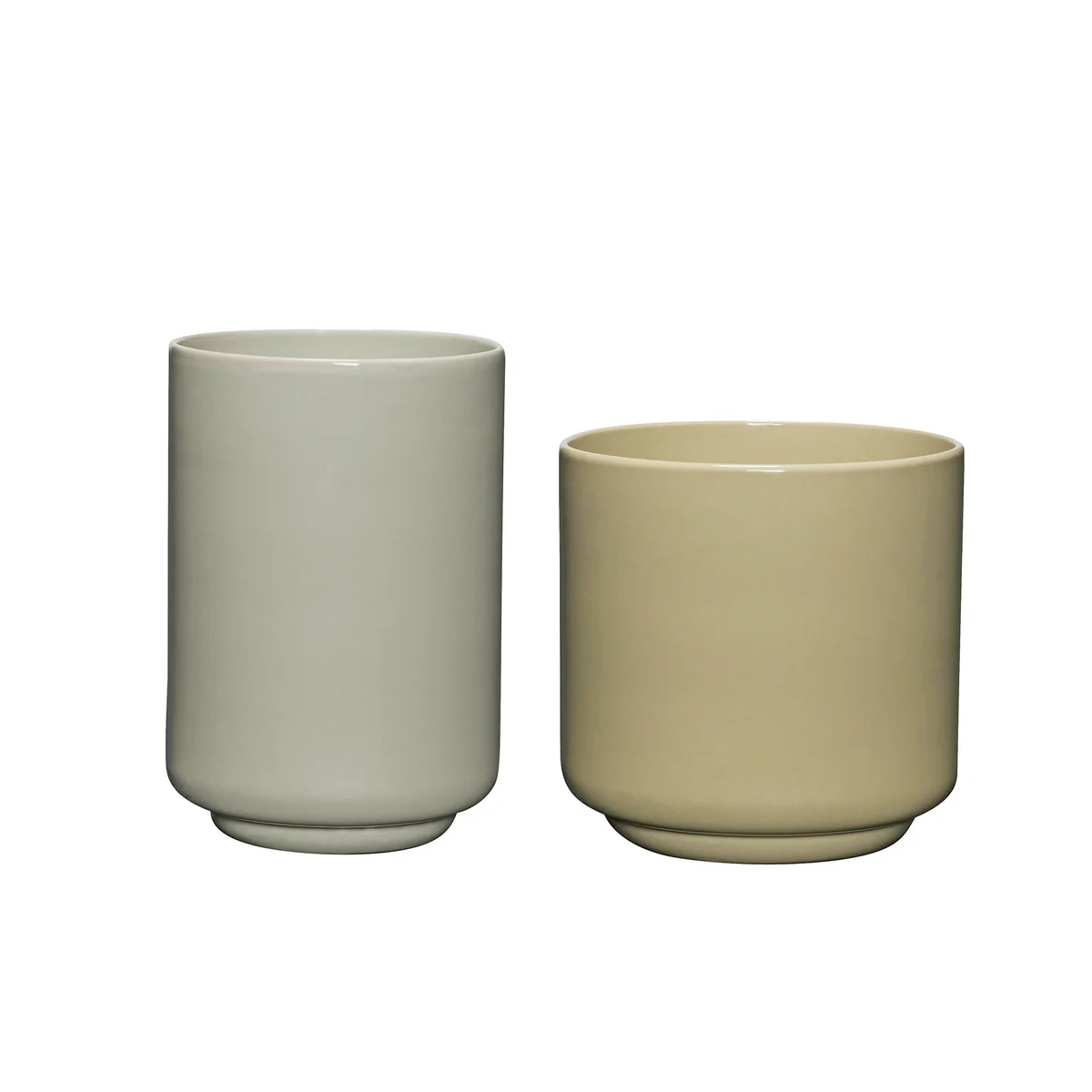 Hübsch Interior - Deux Steintöpfe, hellgrün / sand (2er-Set)