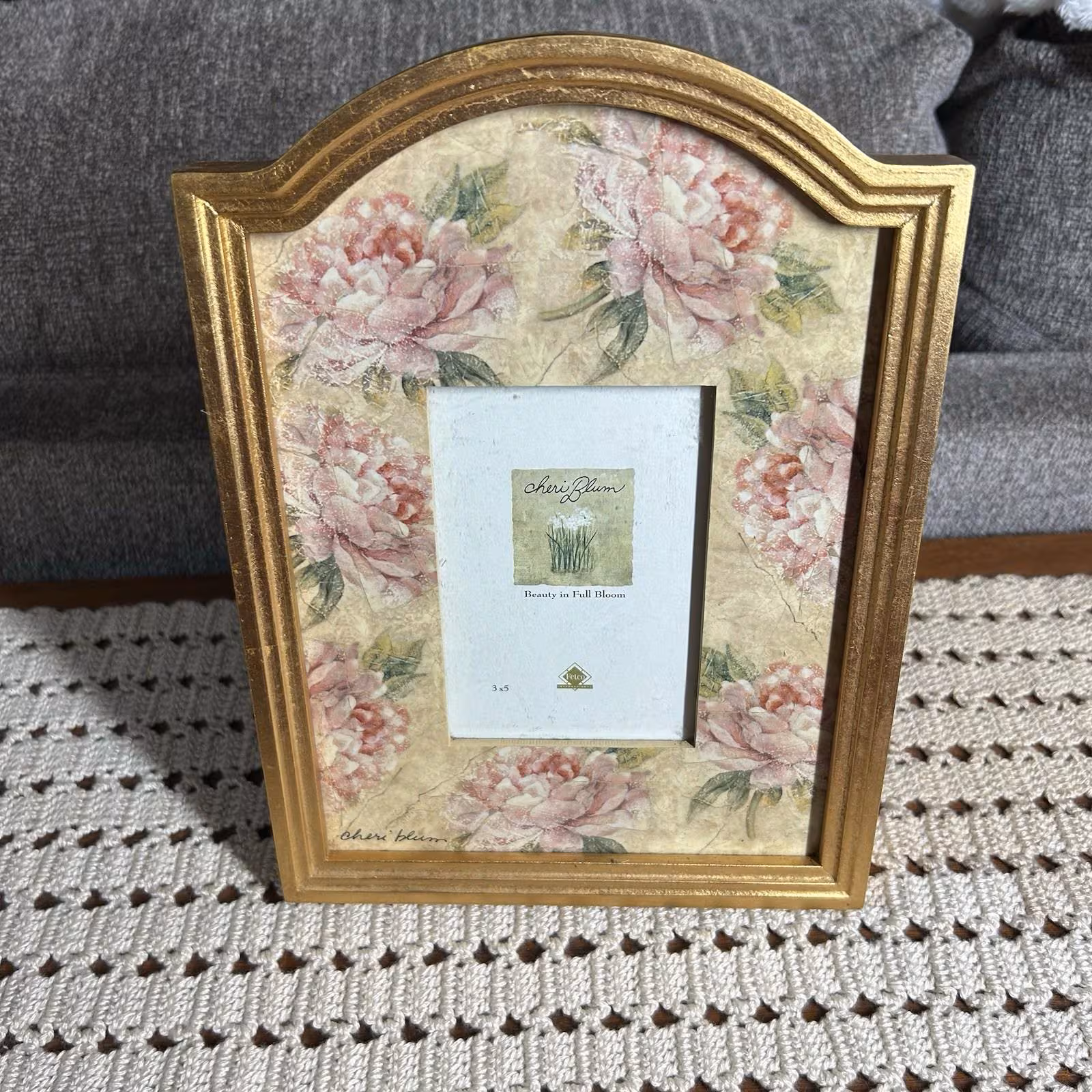 Vtg Fetco Cheri Blum Beauty in Full Bloom Photo Frame Pink Floral Victorian