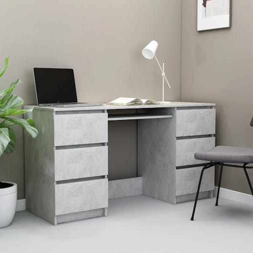 NNEVL Writing Desk Concrete Grey 140x50x77 cm Chipboard