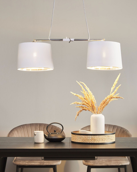 Lampa wisząca metalowa z 2 kloszami biała