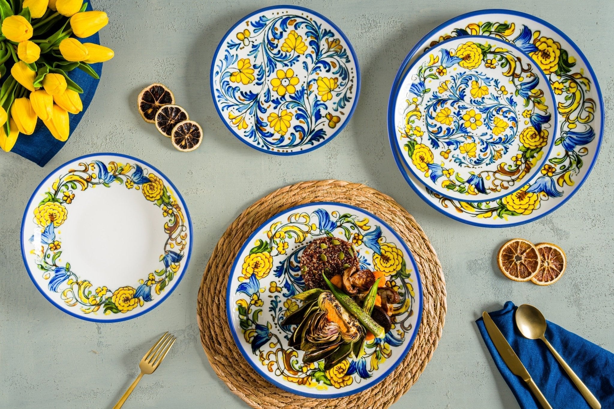 Bonna Gebaksbord - Albufera - Porselein - 21 cm - set van 6