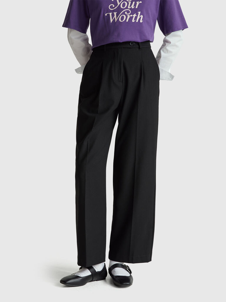 Wide flannel trousers