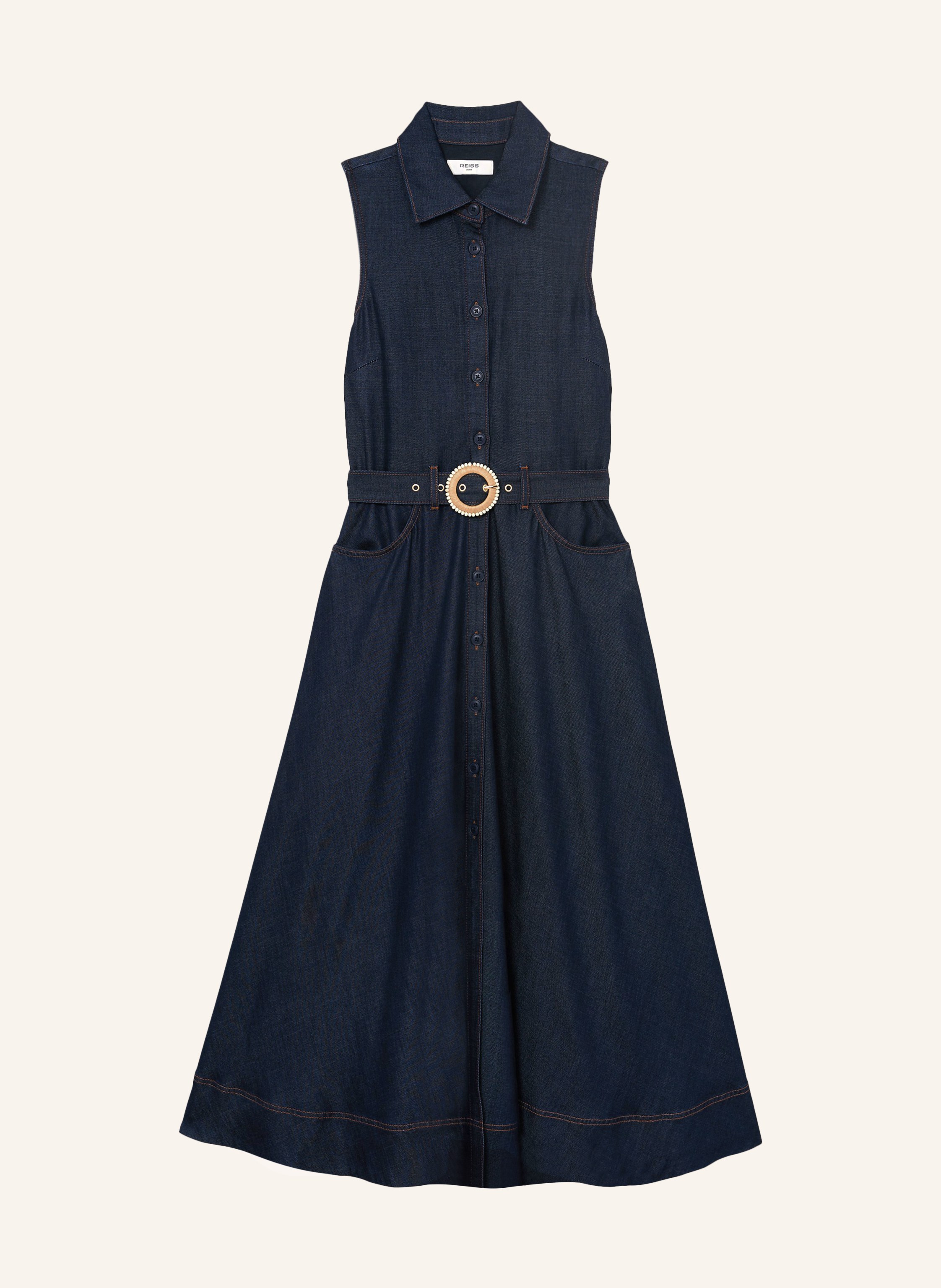 REISS Hemdblusenkleid REMI in Jeansoptik