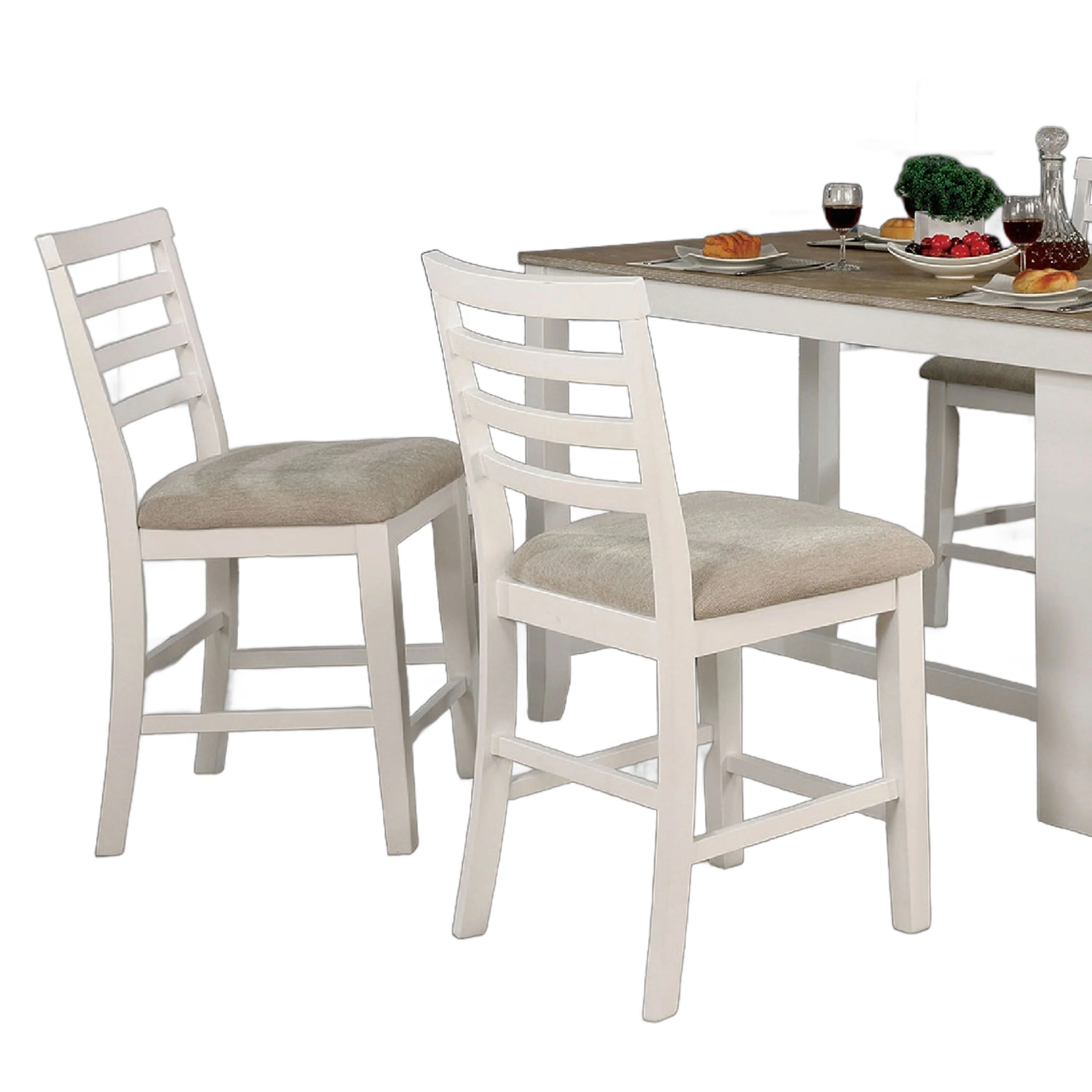 Iana 5pc Counter Height Table, 4 Chairs, Weathered Oak Brown, White