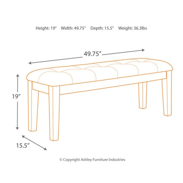 Signature Design by Ashley Ralene Brown Leatherette Dining Bench - 49.75" W x 16.25" D x 18.5" H