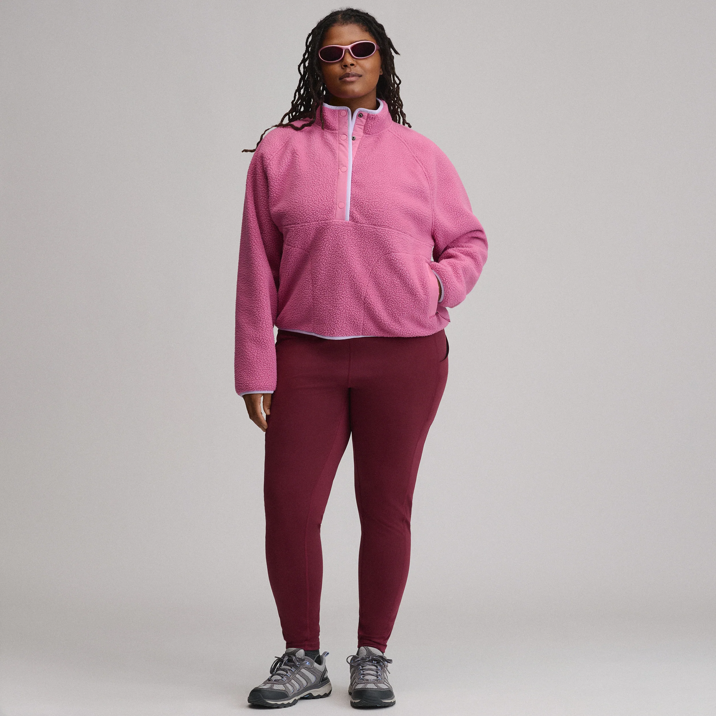 Women's Plush Fleece Snap-Mock Pullover