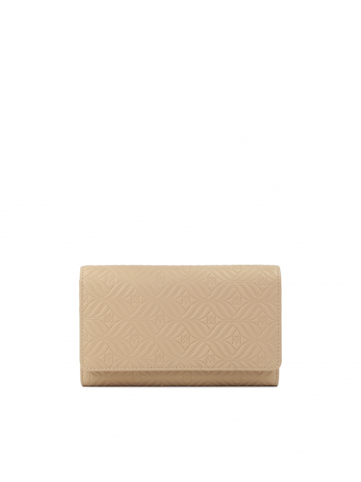 Beige wallet with elegant embossed pattern