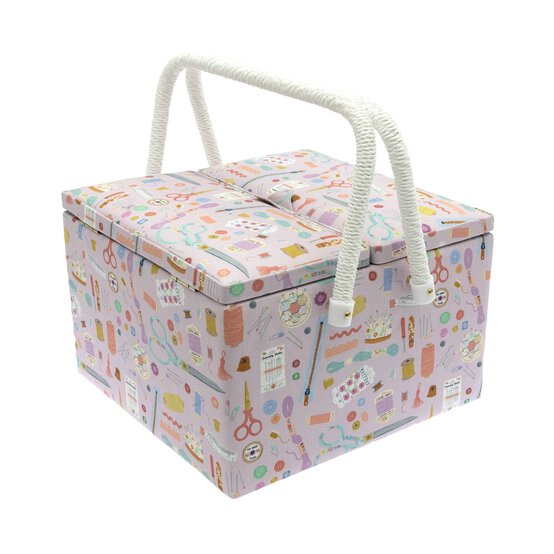 Lilac Sewing Notions Twin Lid Sewing Box