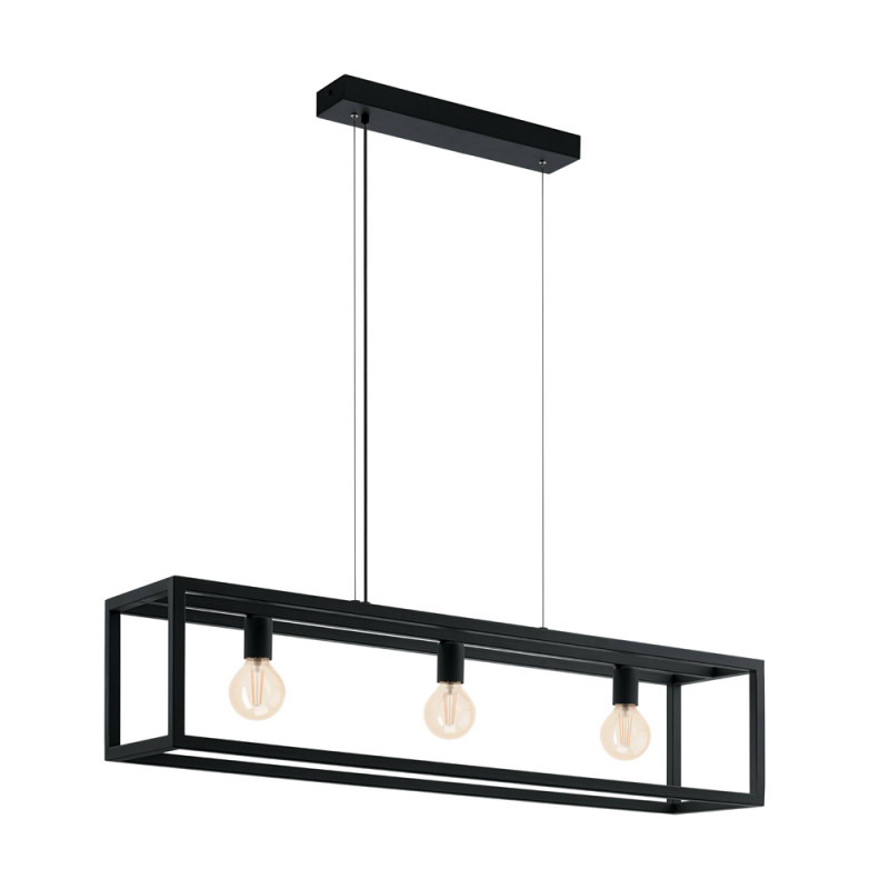 Suspension Elswick noire E27 3 x 60 W EGLO