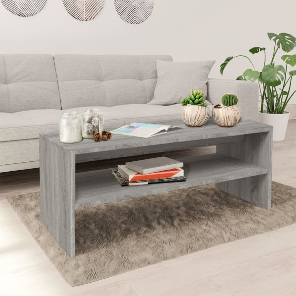 Stolik Kawowy Ława Stół Szary 100x40x40 Półka Do Salonu Do Pokoju