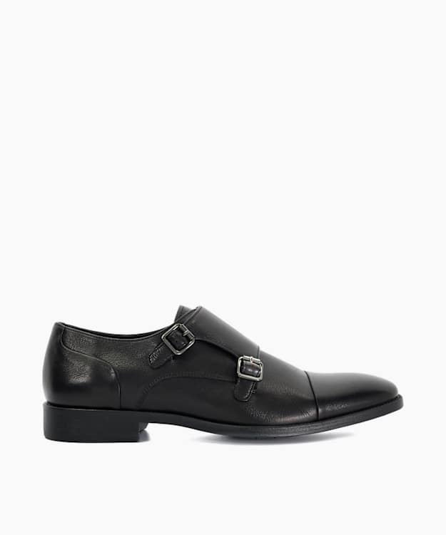 Satchin Black - Wide Fit Double Strap Monk Shoes