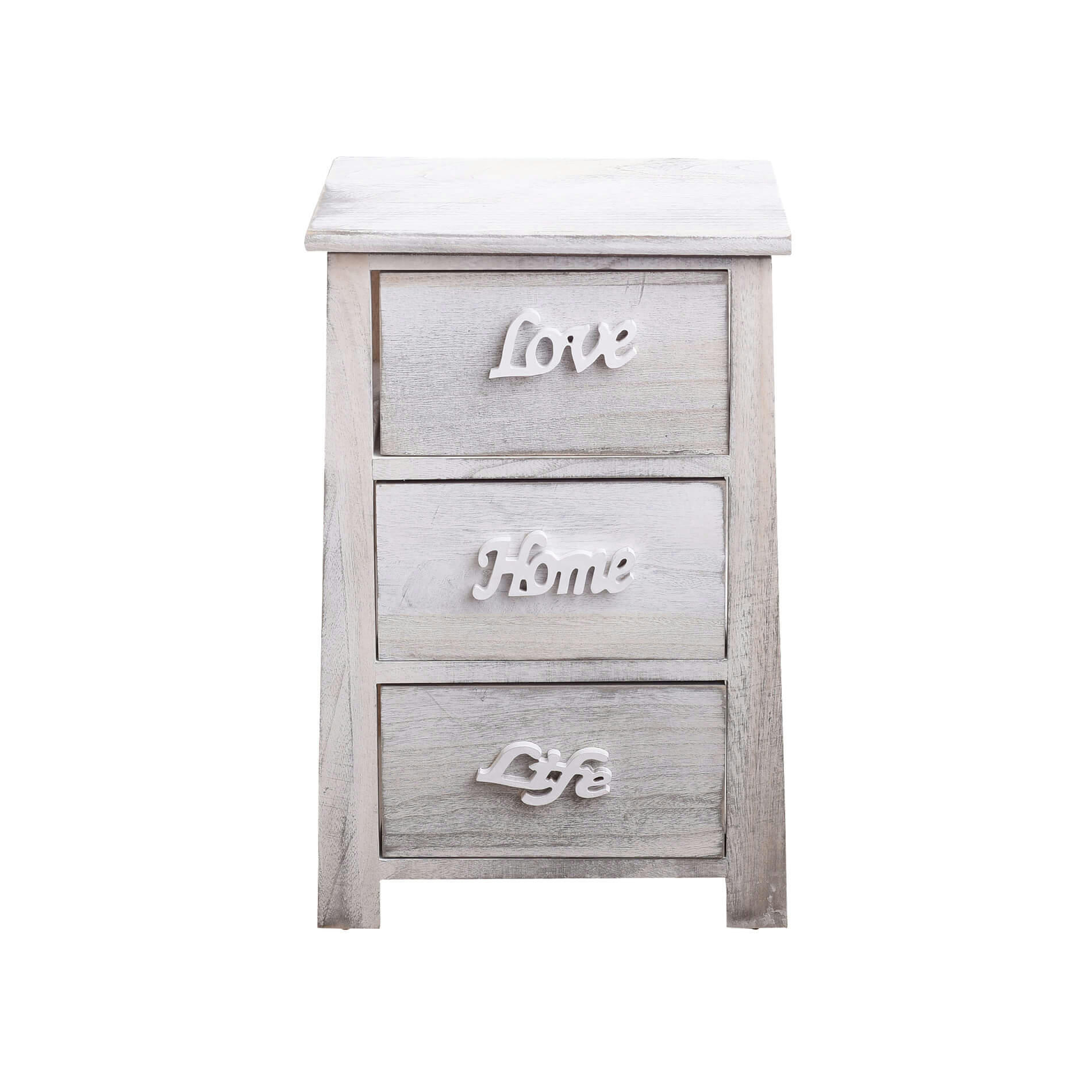 - Table de chevet avec 3 tiroirs en bois blanc