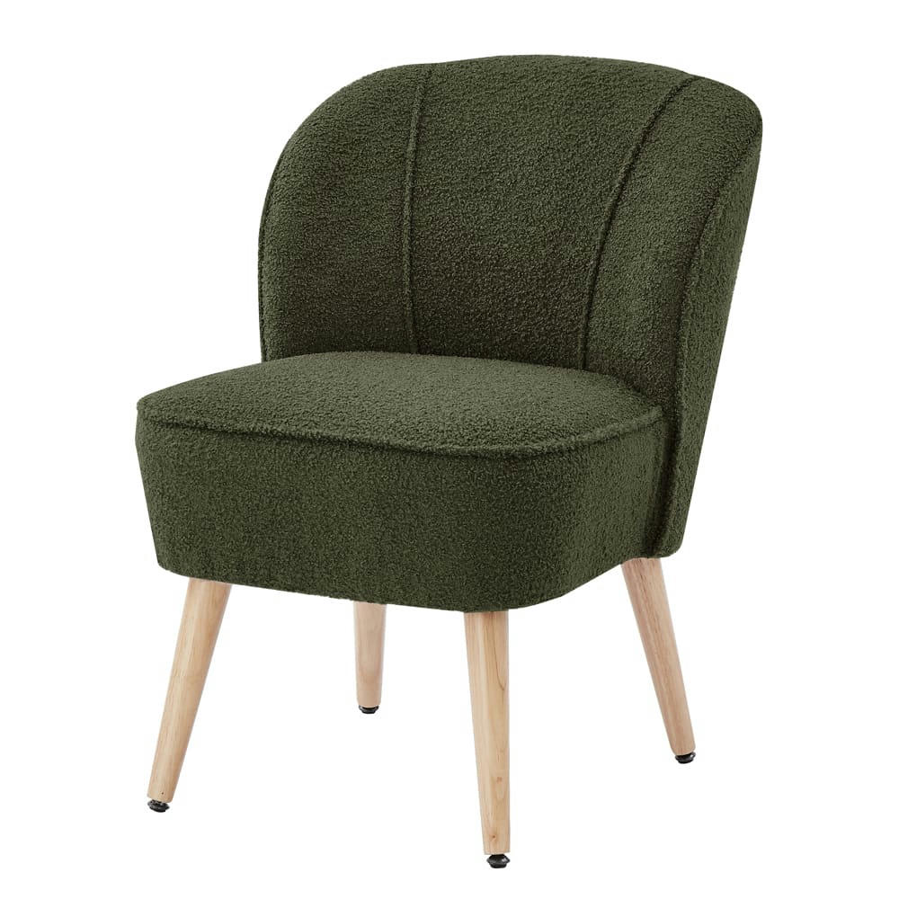 TIVOLI - Fauteuil  tissu bouclette kaki