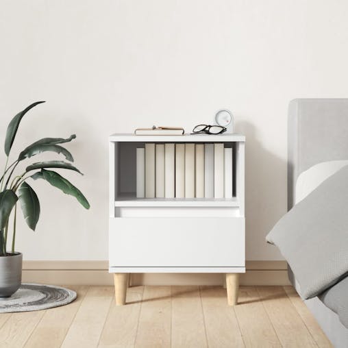 NNEVL Bedside Cabinet White 40x35x50 cm