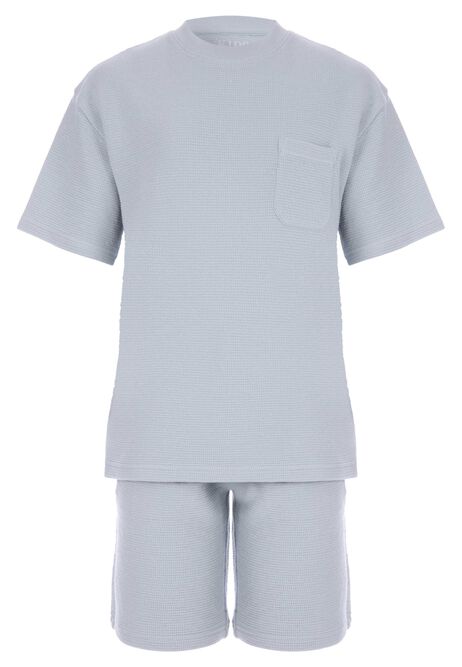 Older Boys Blue Textured T-Shirt & Shorts Set