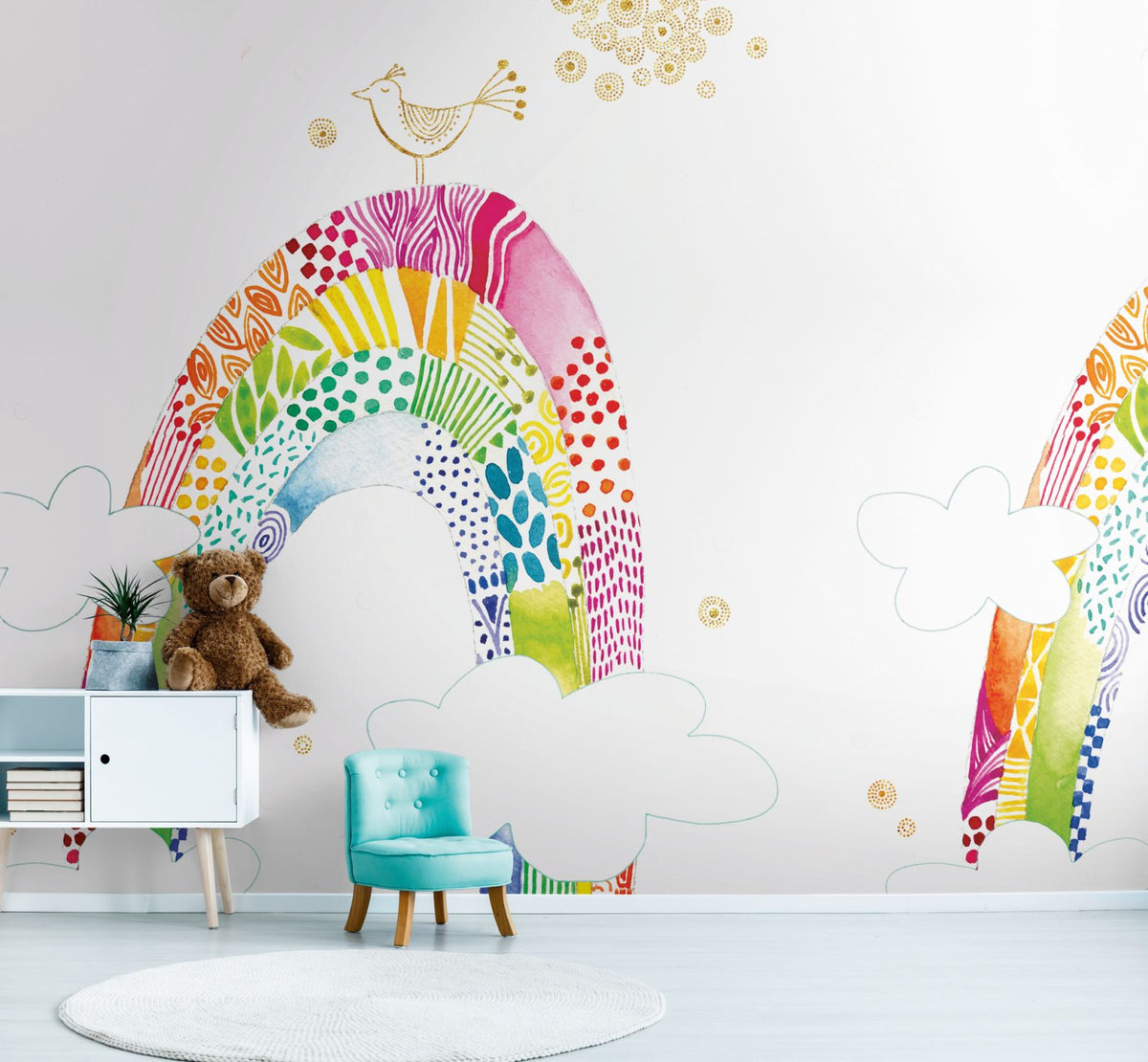 Livingwalls fotobehang regenboog wit 265 x 280 cm AS-392151