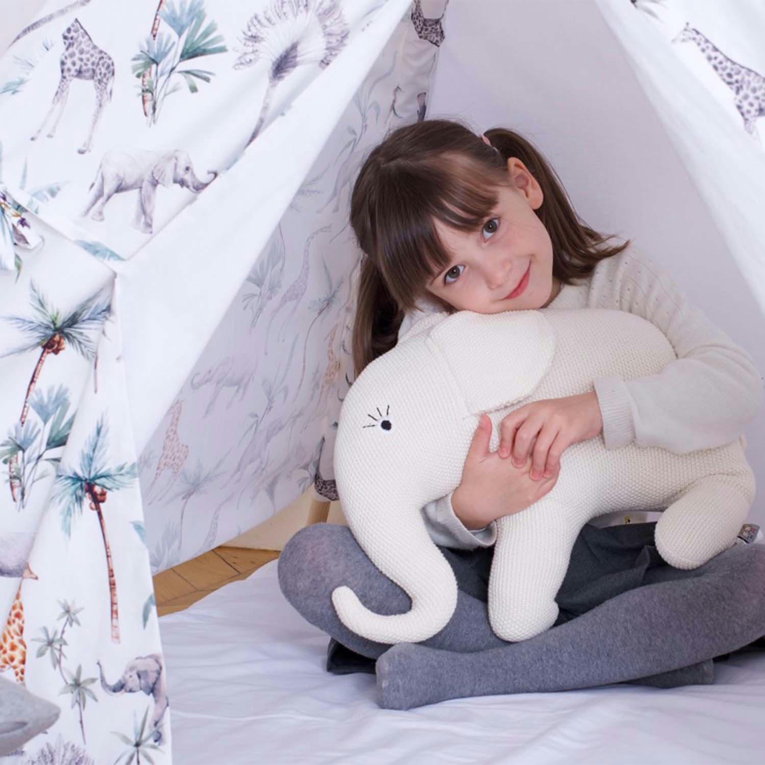 - Grande peluche en coton tricot - Eléphant