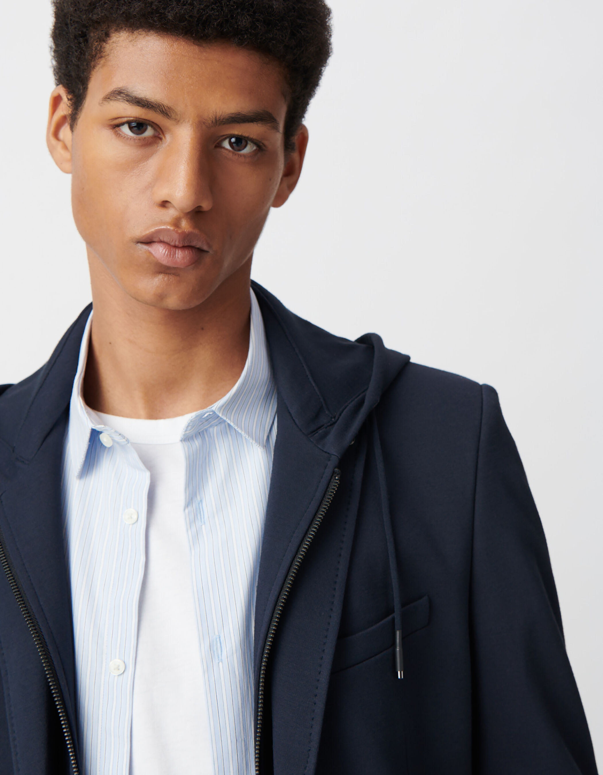 Veste marine avec parementure amovible Homme