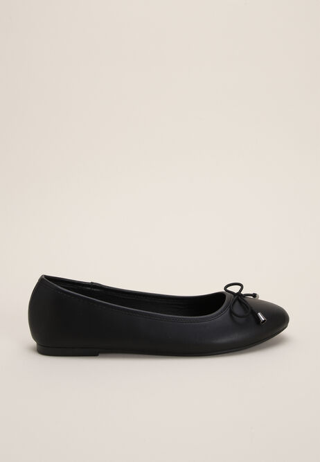 Womens Black Bow Ballet Pumps