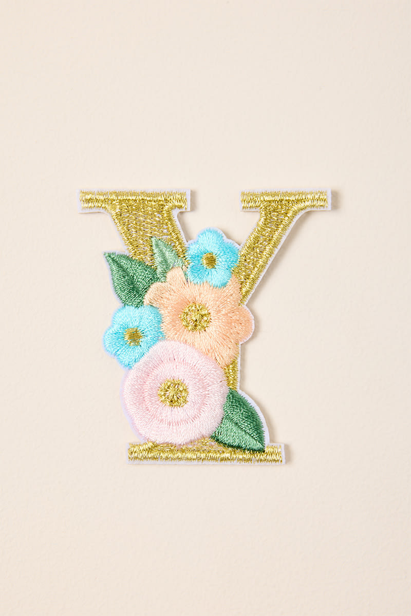 Floral Gold Initial Patch