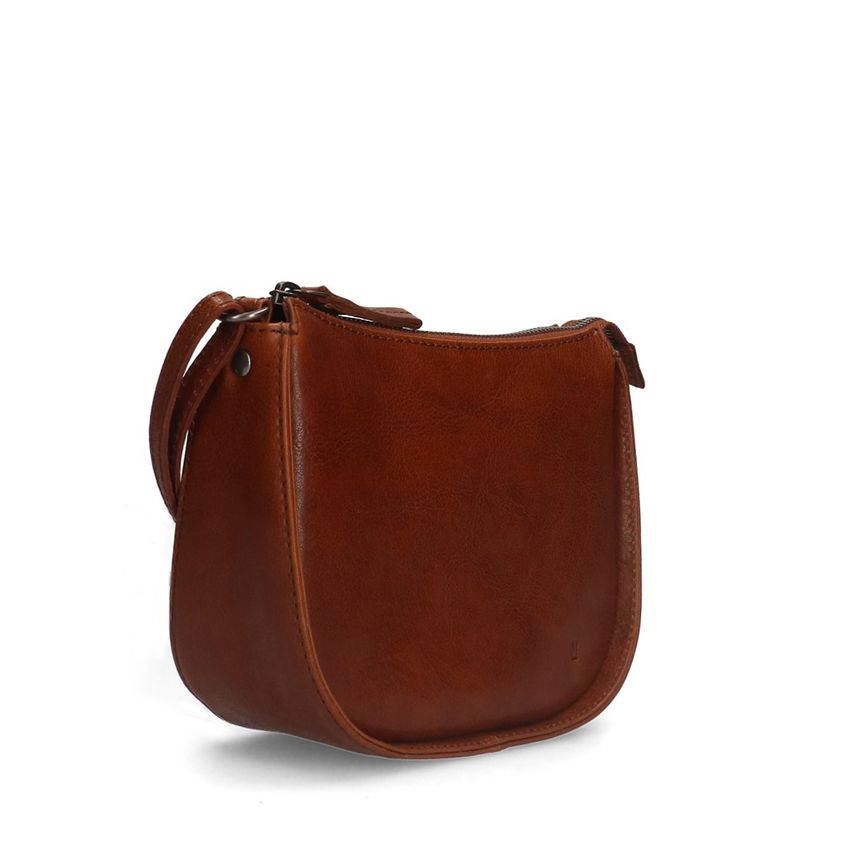 Manfield Cognac leren schoudertas